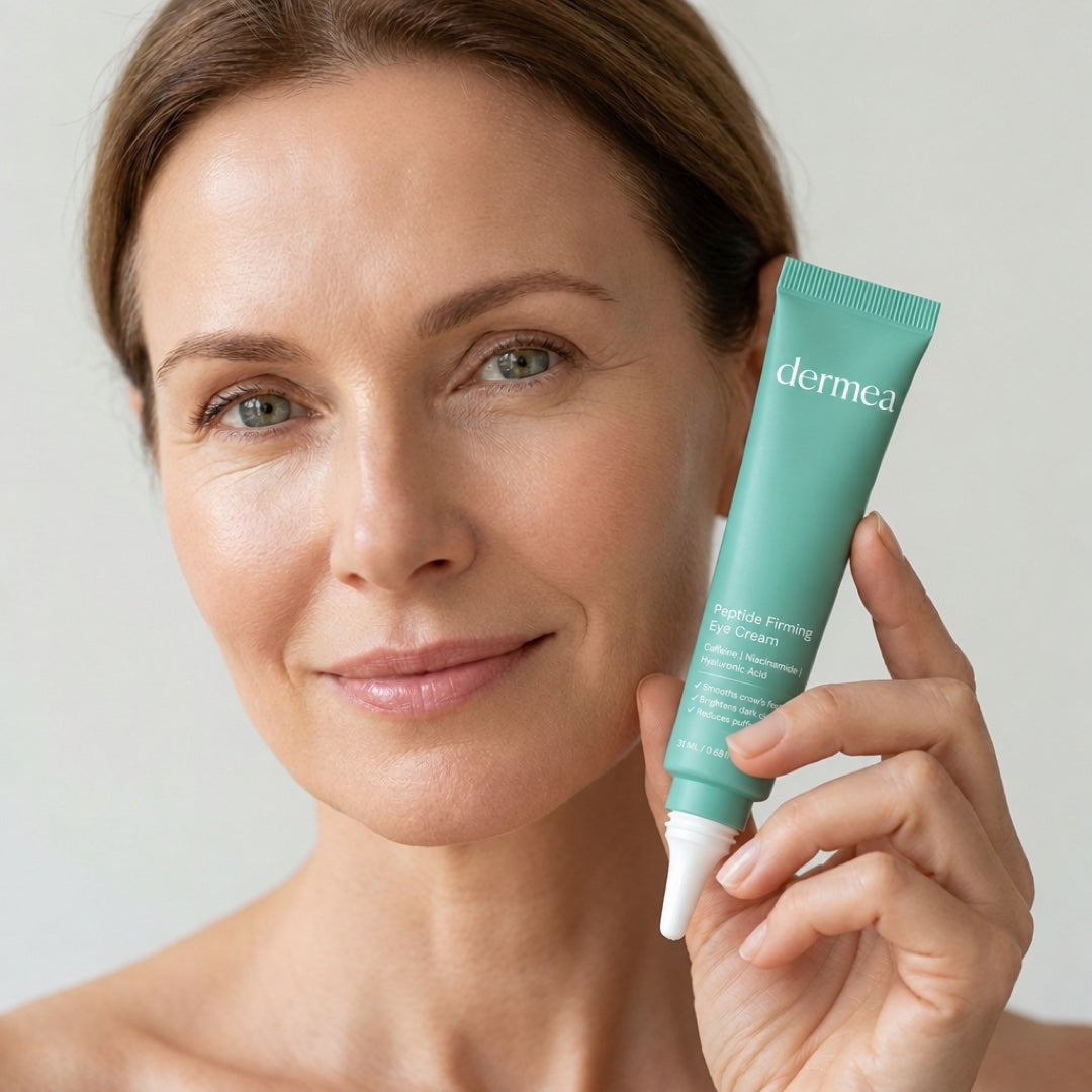 Holding the eye cream tube