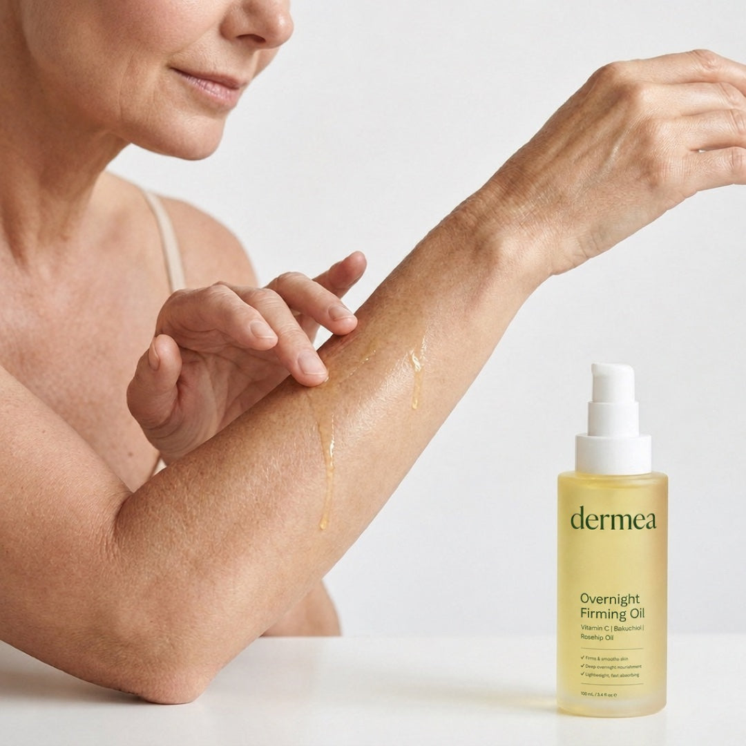 Overnight Firming Oil on skin